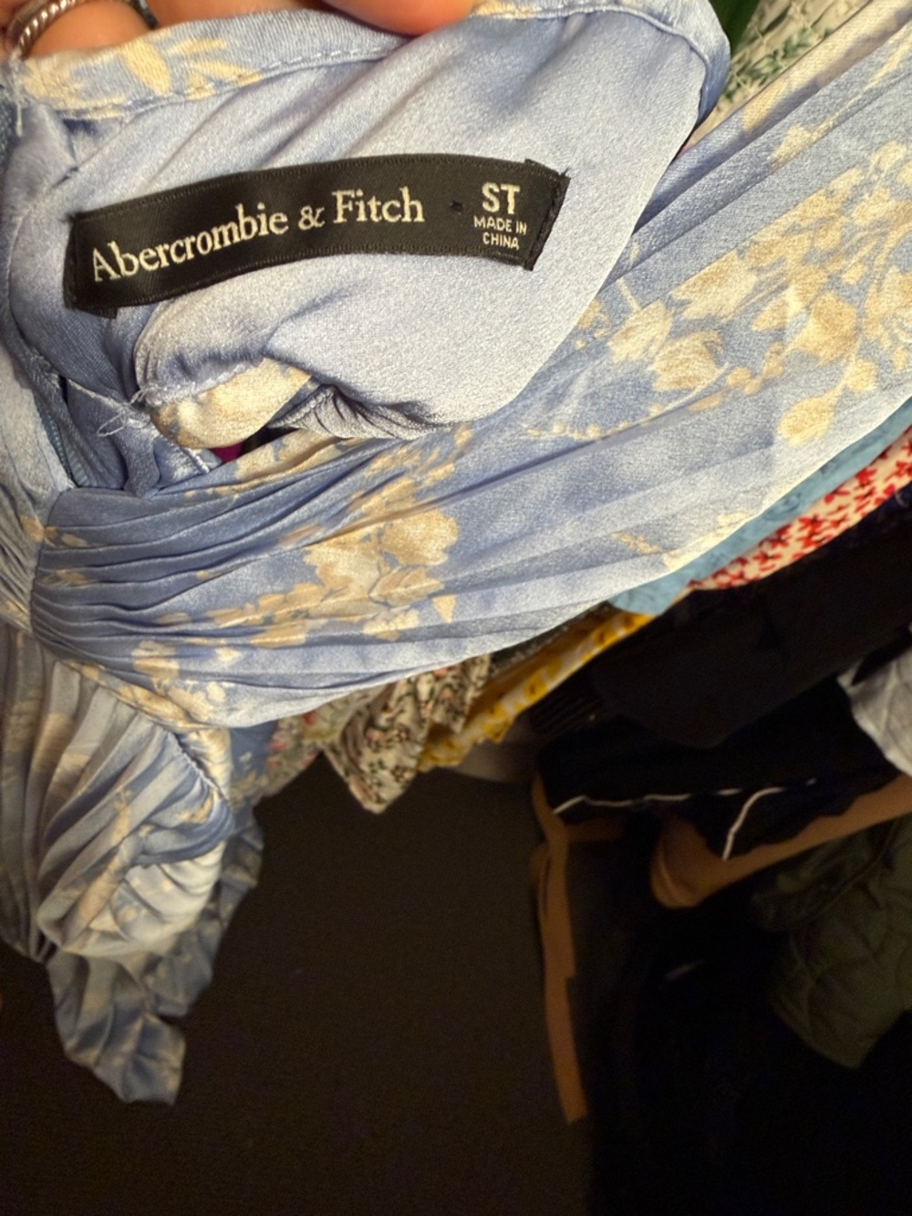 Abercrombie & Fitch Light Blue Floral Maxi Dress Giselle Pleated Midi S Tall - Picture 5 of 7